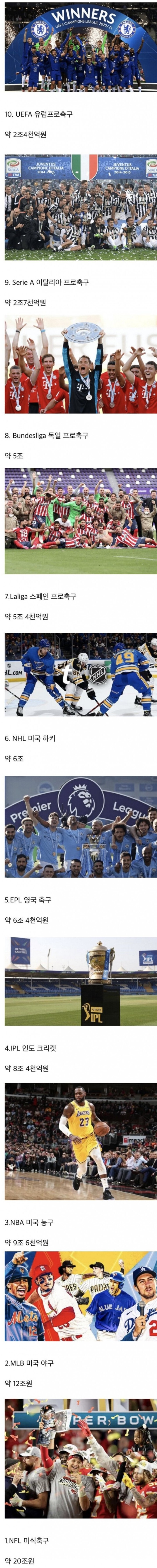 전 세계 스포츠리그 경제 가치 순위.jpg
