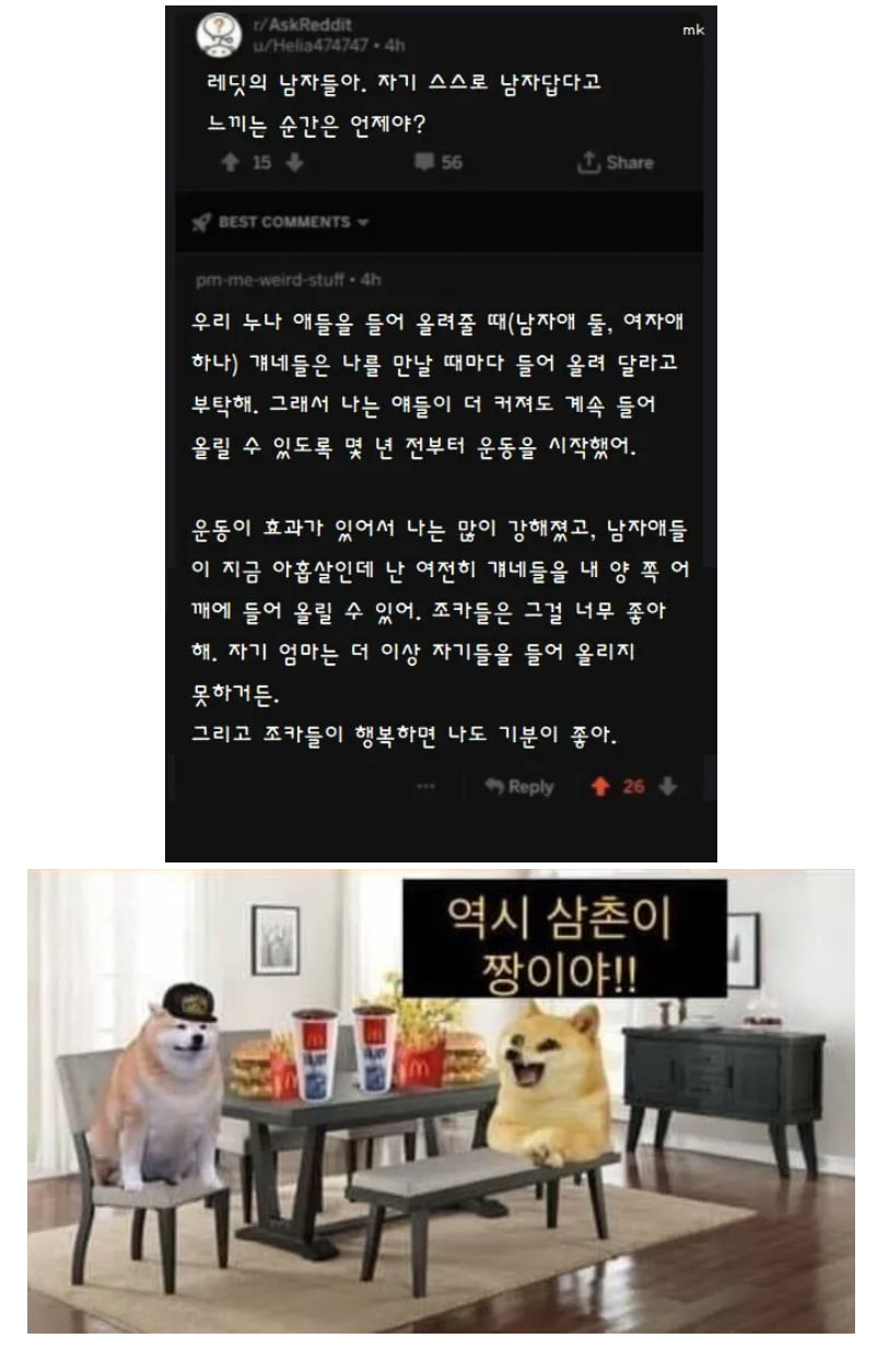 남자들이 스스로를 남자 답다고 느끼는 순간