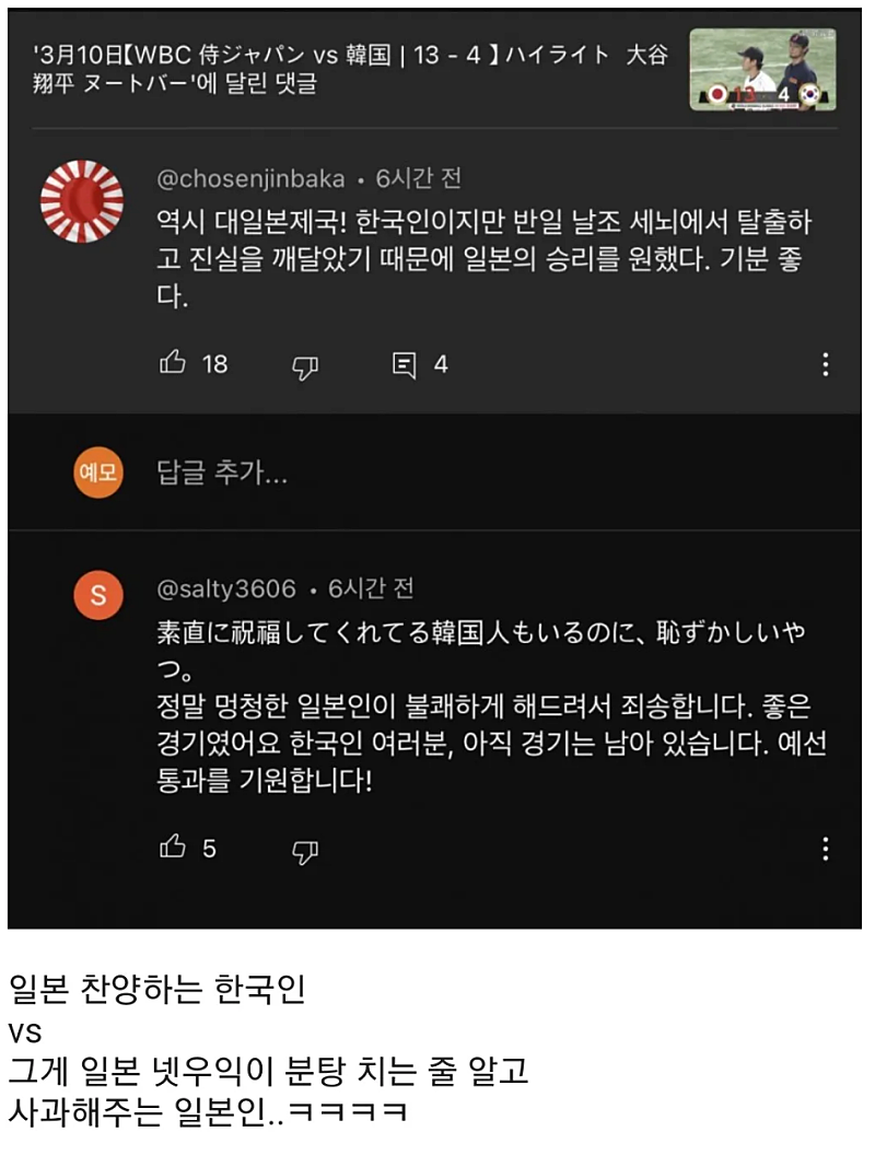 미친 한국인과 정상적 일본인