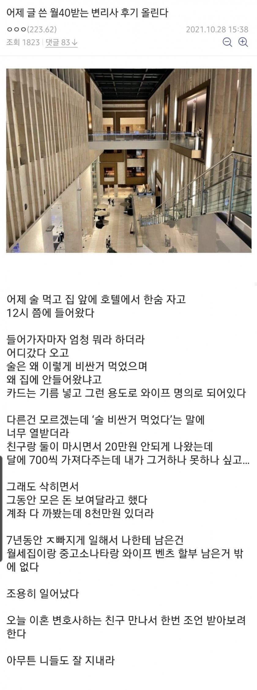 월 700 용돈 40 변리사 설거지 후기