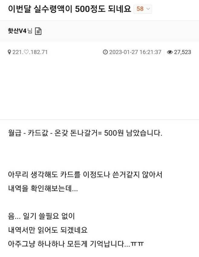 실수령 500의 삶