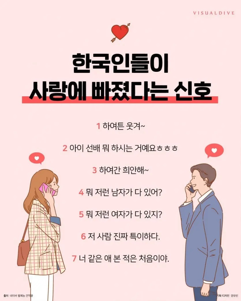 [유머] 한국인들이 사랑에 빠졌다는 신호.jpg