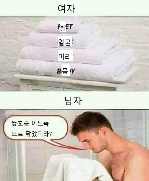 샤워할 때 남녀 차이