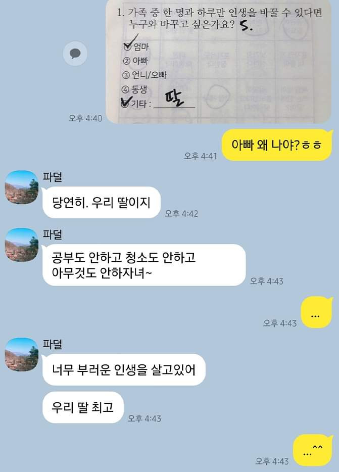 갸족 중 한 명만 하루 인생을 바꿀 수 있다면?