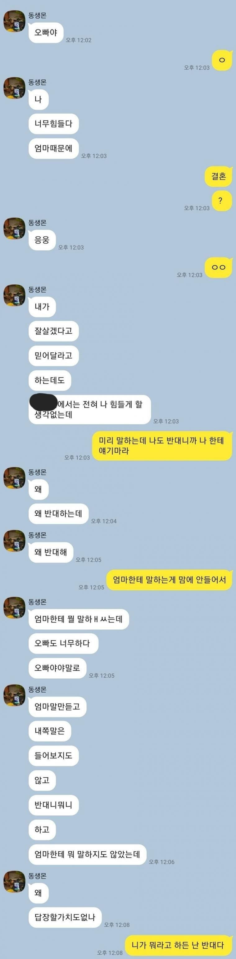 오빠가 여동생의 결혼을 반대하는 이유