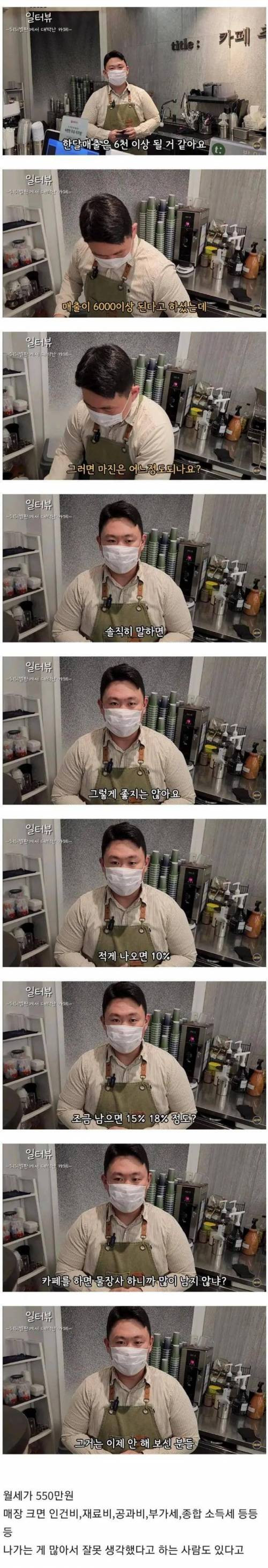 월 매출 6천만원 버는 카페 마진