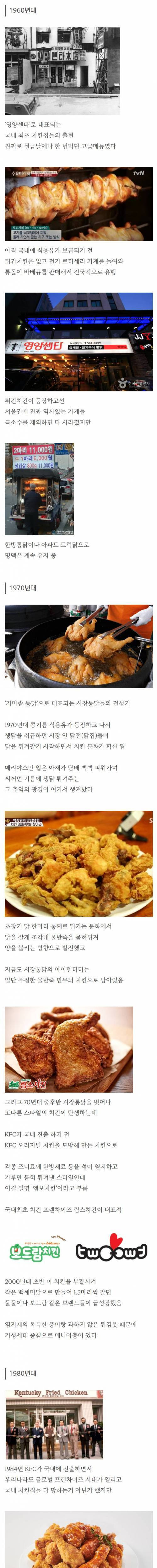 시대별 한국 치킨 변화