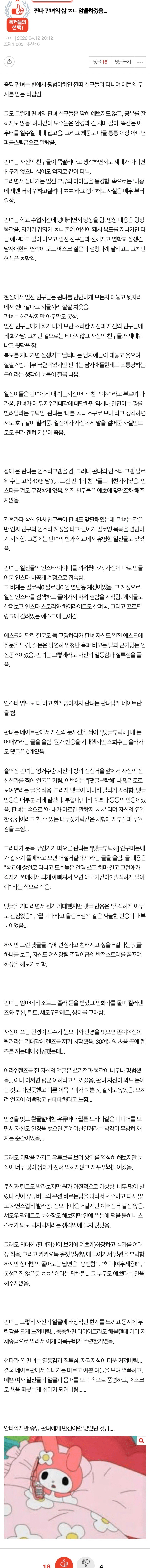 찐따 판녀의 삶