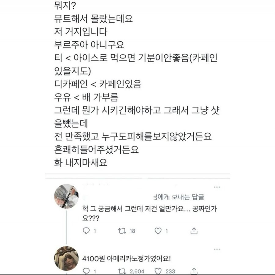 카페에서 물을 4100원 주고 먹은사람