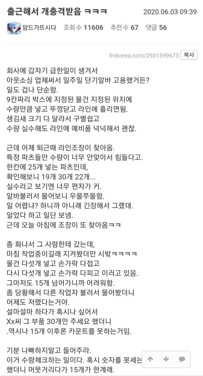 경계성지능 정직원 채용한 썰