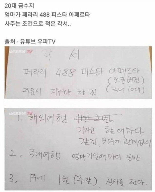 금수저가 페라리 받는 대신 쓴 각서