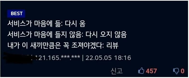 남자들이 리뷰 안쓰는 이유