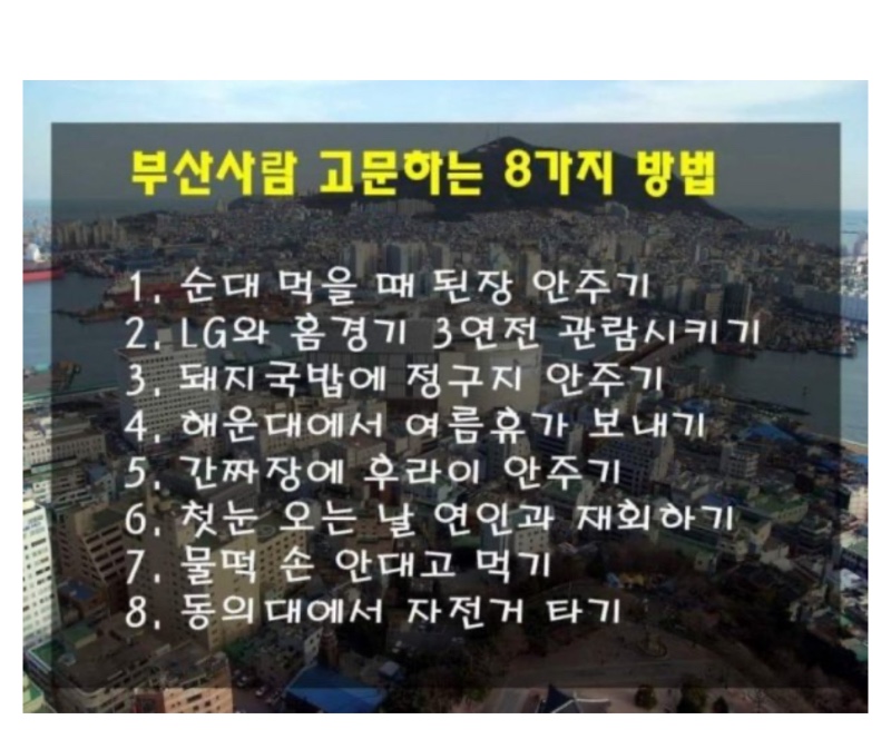 부산사람 고문하는 8가지 방법