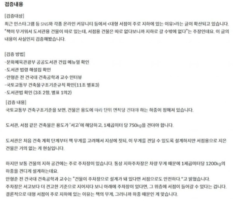 대형 서점이 보통 지하에 위치한 이유