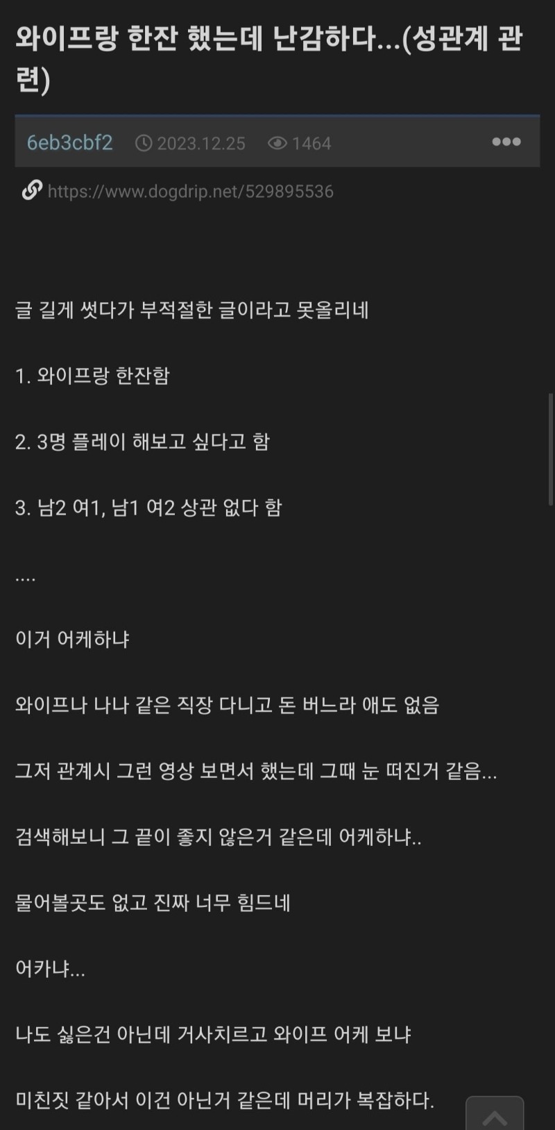 쓰리섬이 하고 싶다는 와이프