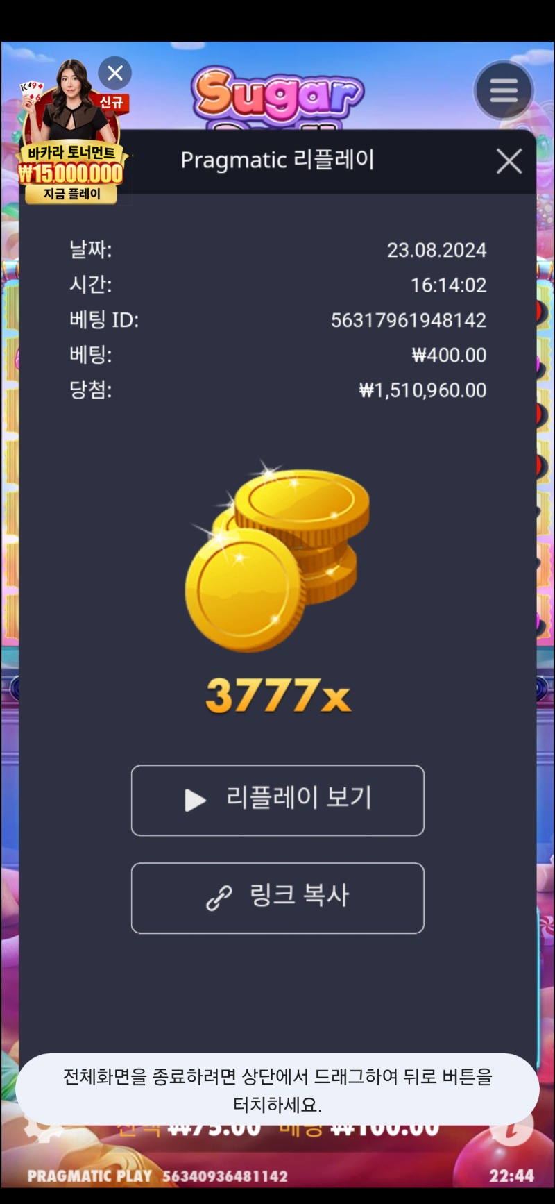 슈가천 3777배