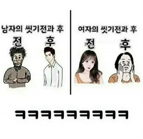 남자 여자 씻기 전후 공감 ㅋㅋㅋ