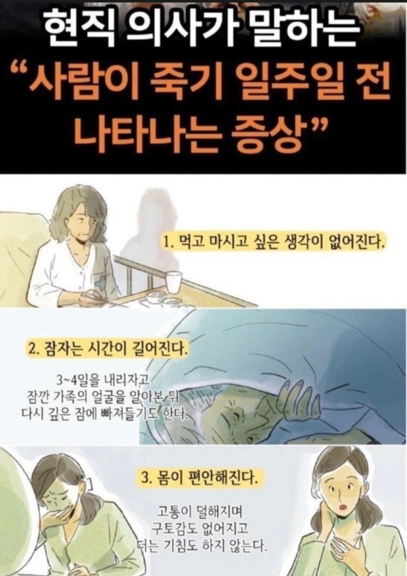 사람이 죽기 전 나타나는 증상