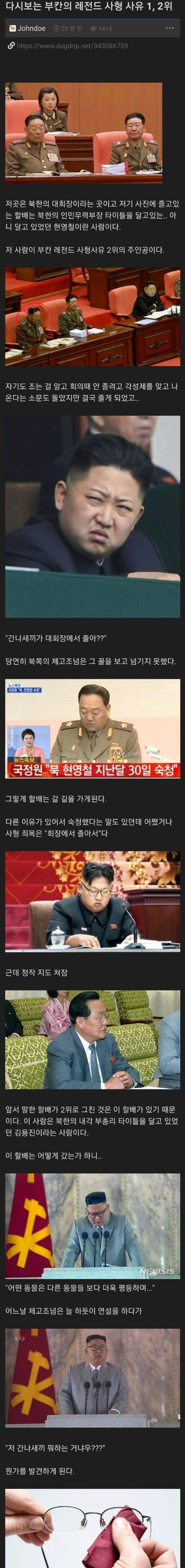 북한의 레전드 처형 사유