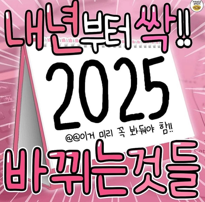 내년 2025년부터 바뀌는 것들