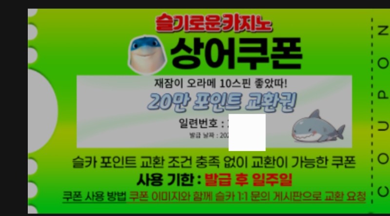 상어쿠폰 당첨!!