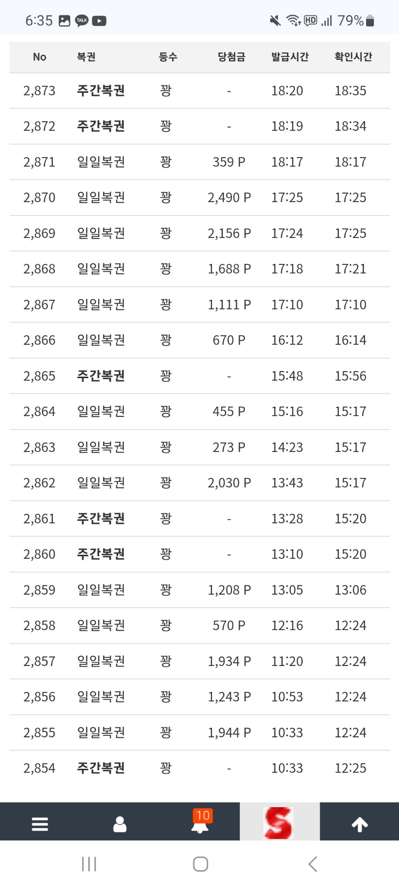 어제 오늘 이틀간 긁은주복공유