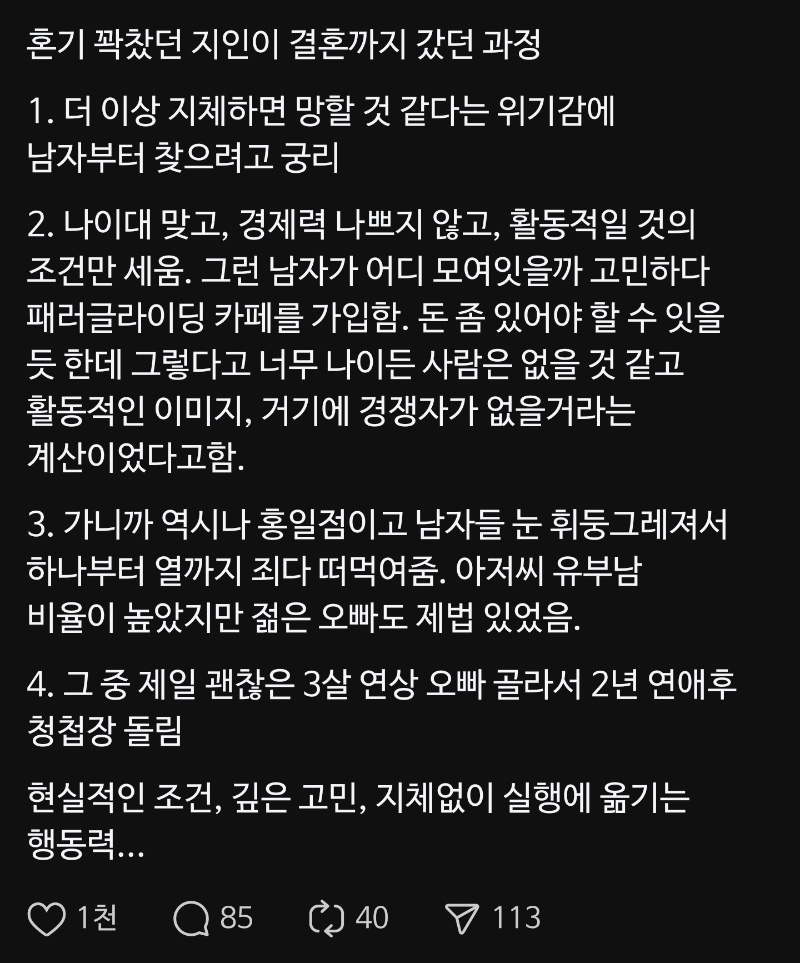 혼기 꽉찬 여자의 결혼 과정