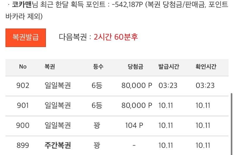 일복~ 연속 6등 당첨!!!