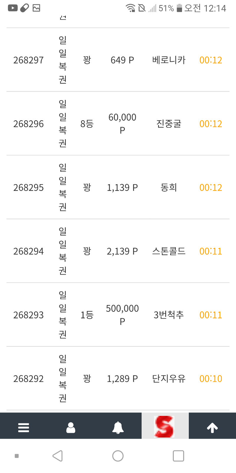 방금 1등당첨 글보며