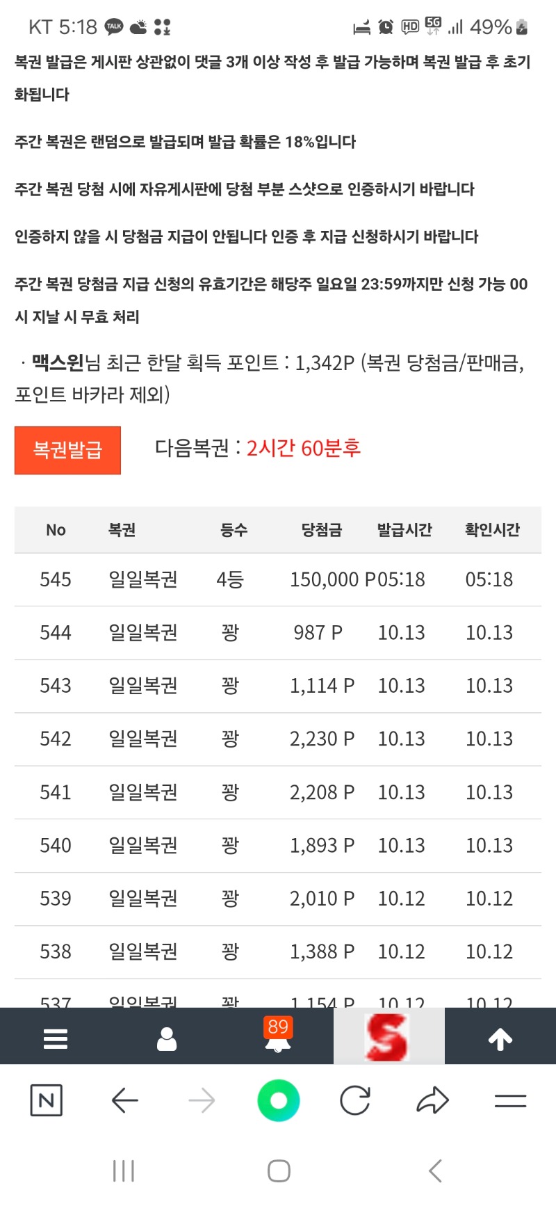 간만에 일복4등 ㅎㅎ