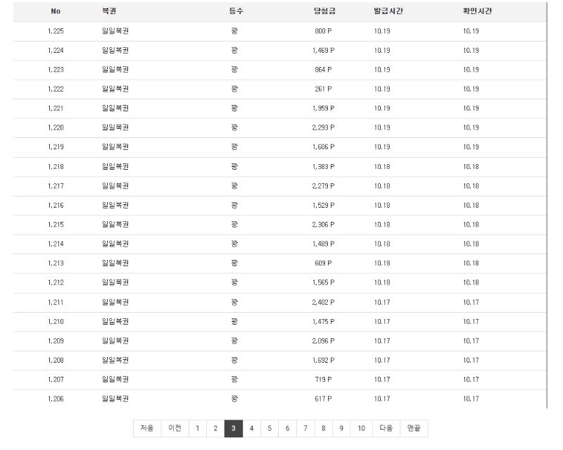 복권4페이지째 꽝...하~~ 깊다 ㅜ