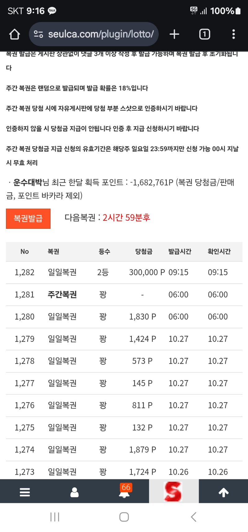 일복2등 감격!