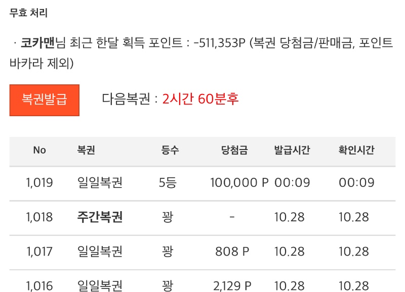 일복 5등 감사합니다^^