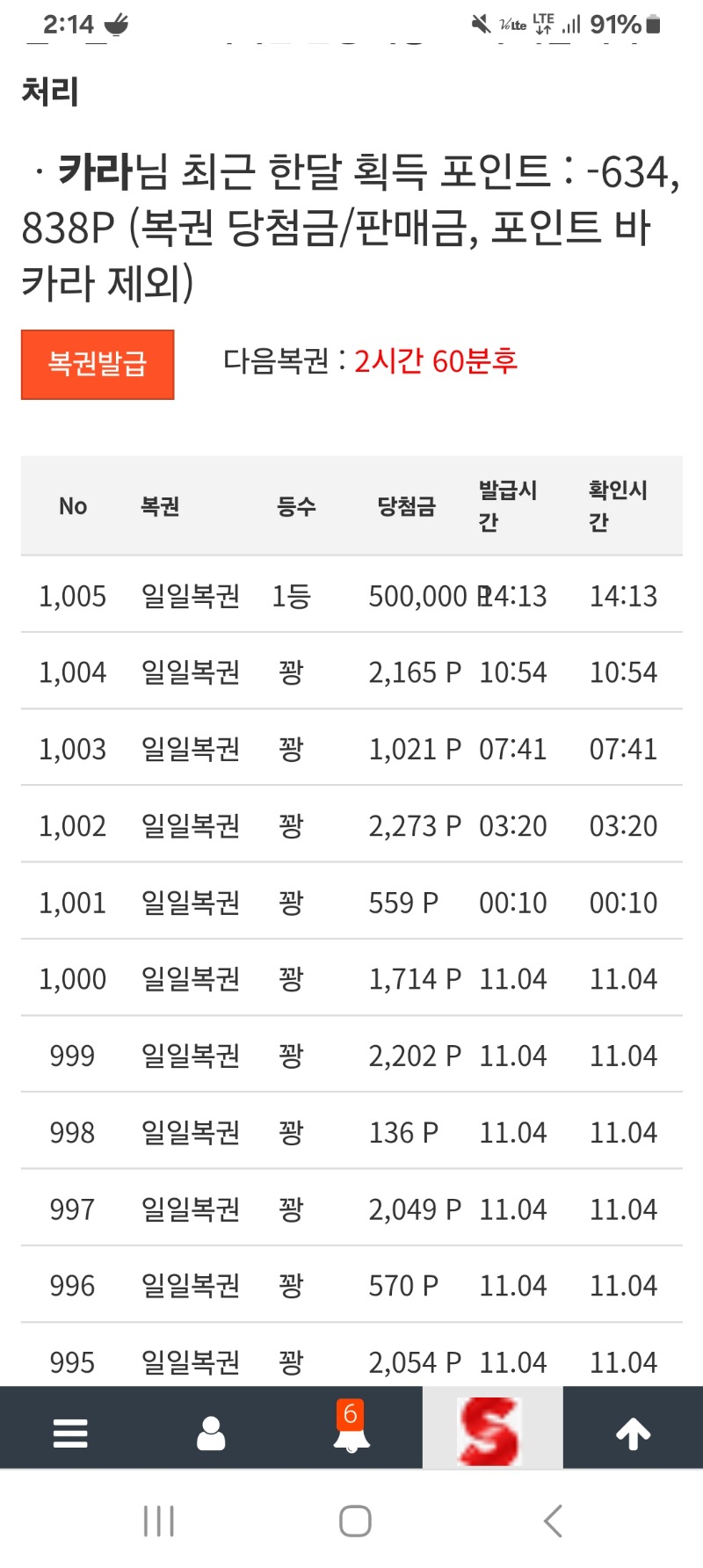 일복1등당첨~~