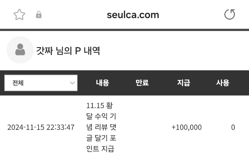 달이 수익 기념 포인트 샷