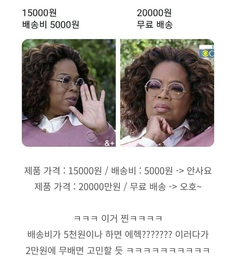 배송비와 무료배송 공감