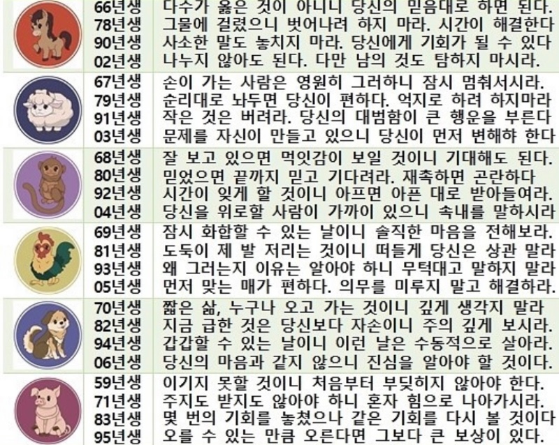 오늘의운세