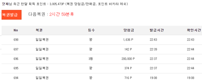 입복구매3장 중 3등 당첨 나이스~