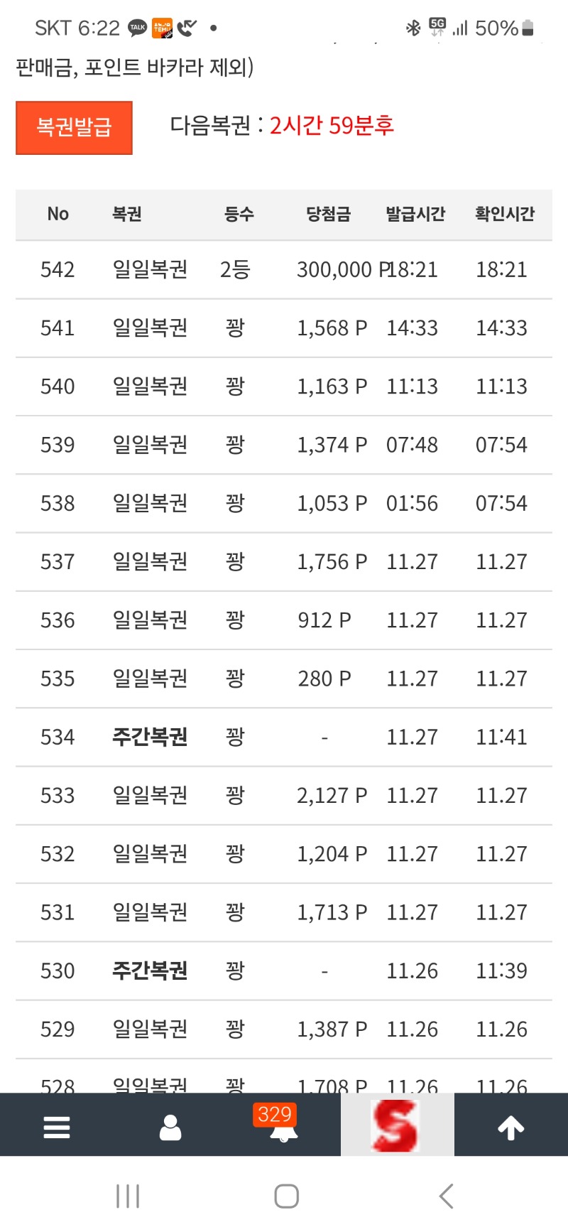 오랜 꽝후 일복 2등!!