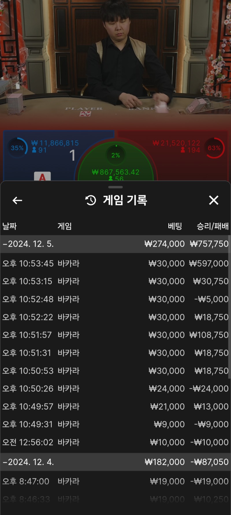 바카라 퍼펙트200배처음 먹어봄
