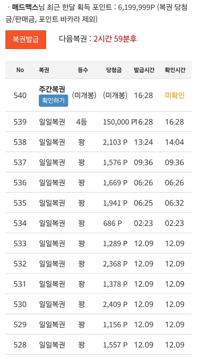 일복4등!!