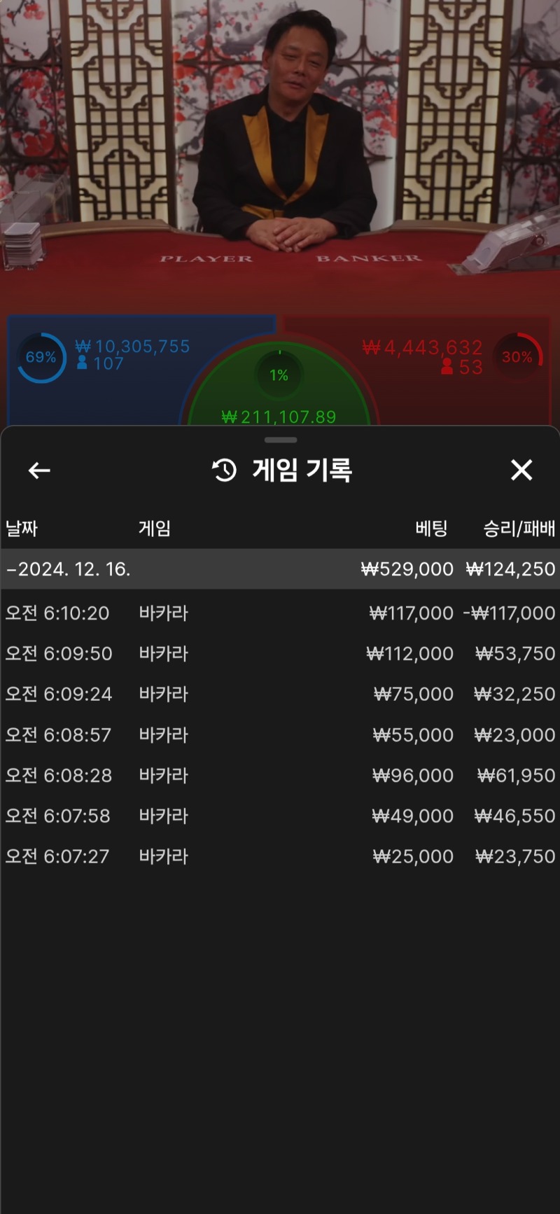 바카라 6연승