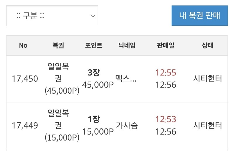 히히 1만포 득  일복당첨!!!