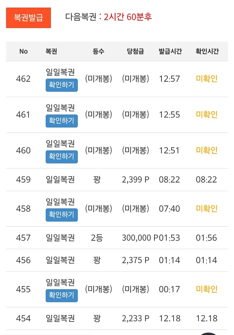 히히 1만포 득  일복당첨!!!