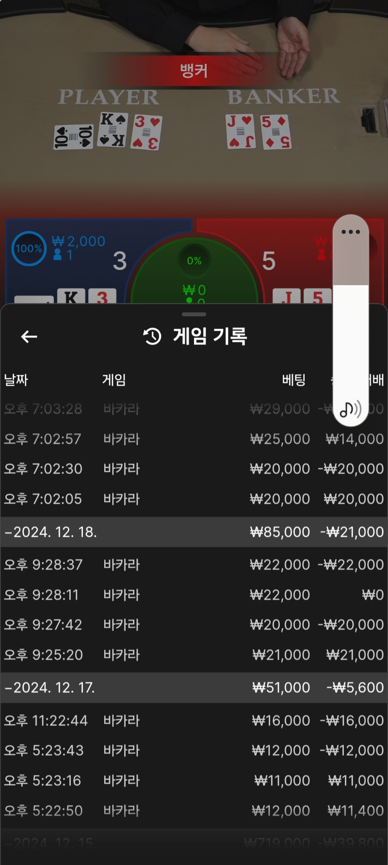 바카라28전16승12패