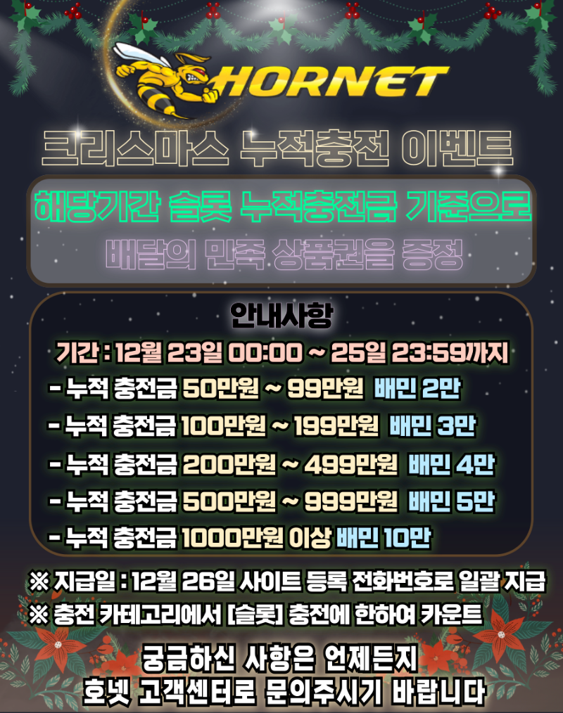 HORNET 호넷 크리스마스 이벤트 진행 !!!