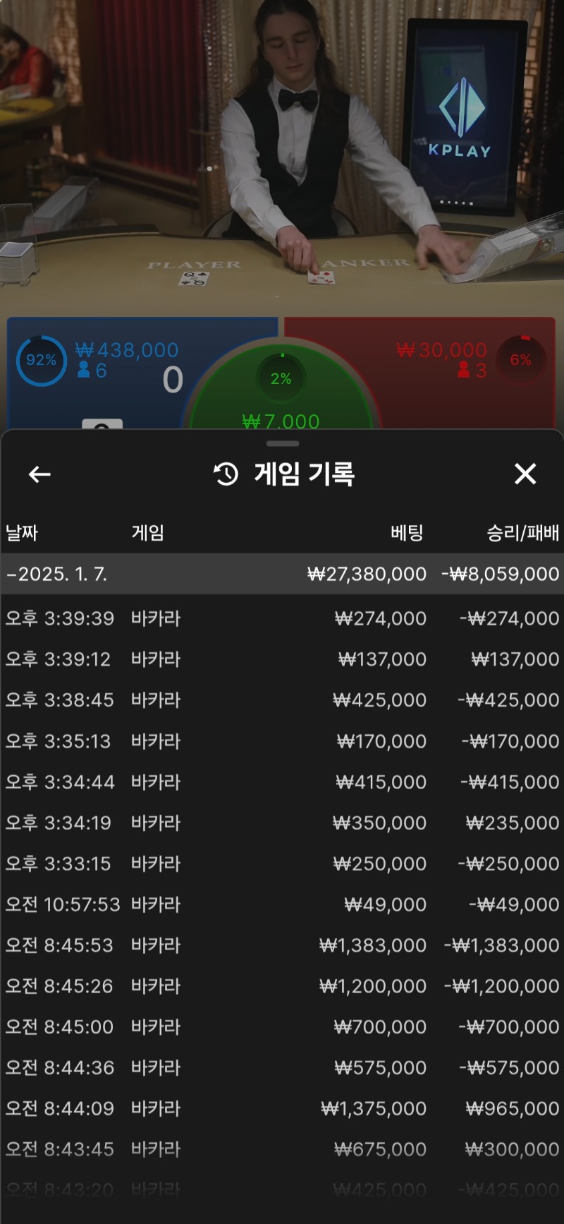 점점 깊어지는 바카라...