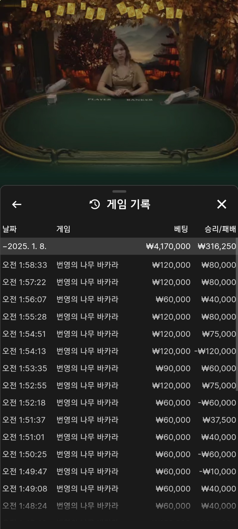 바카라 5연승