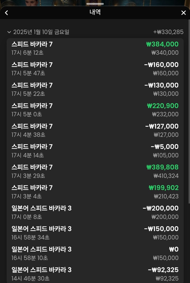 시안 바카라 수익마감