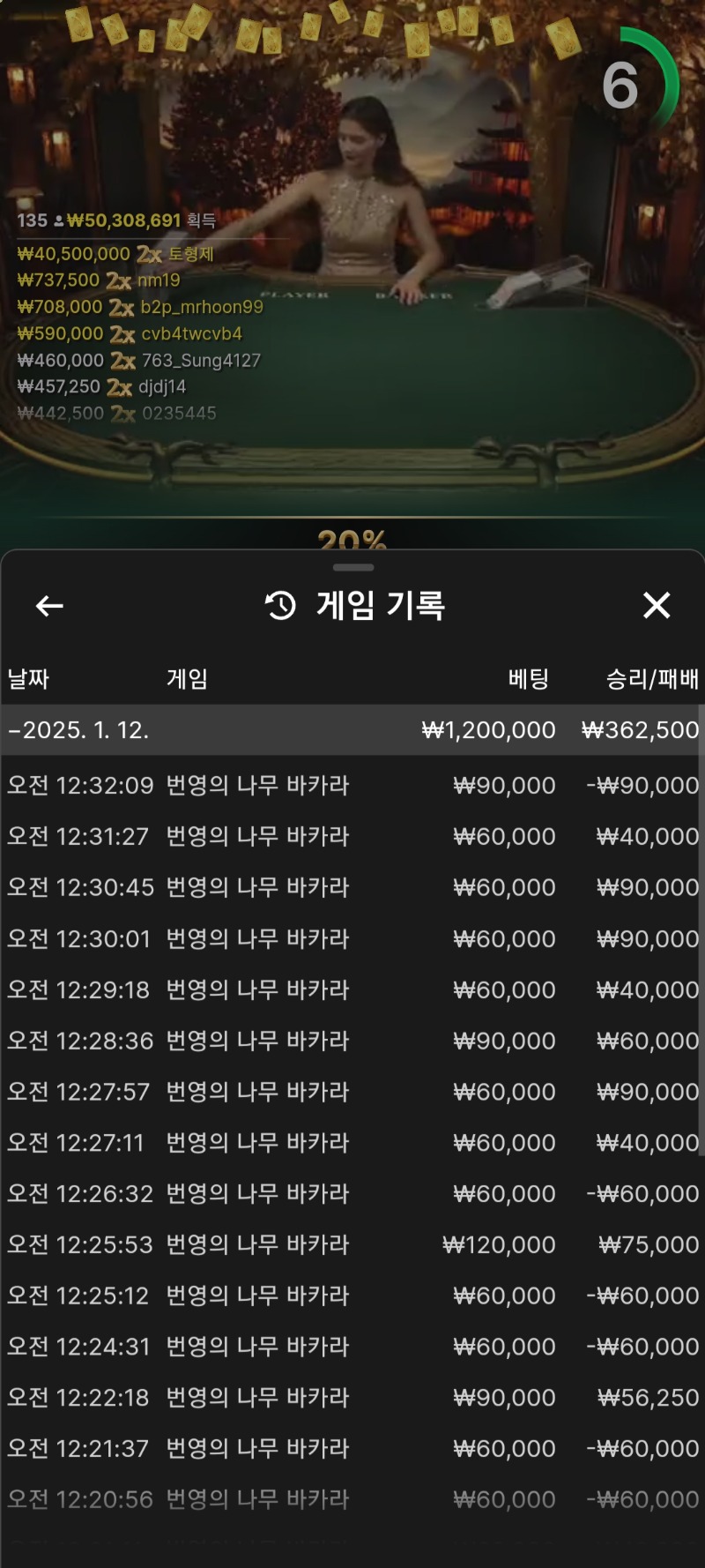 바카라 7연승